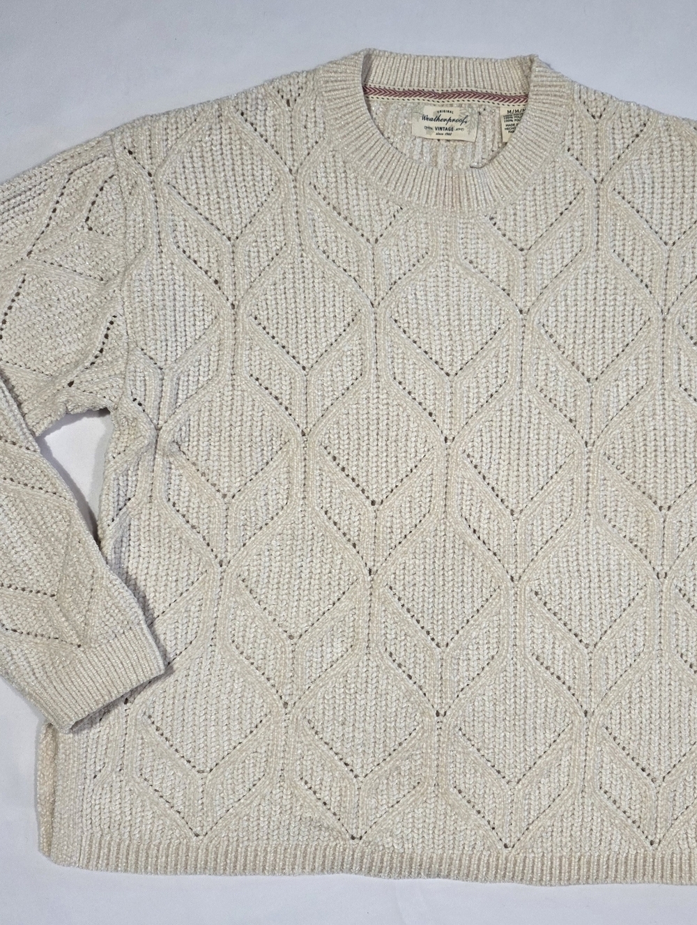 Weatherproof Vintage Women’s Sweater Medium Cream Knit Soft Cozy Textured - Picture 2 of 6